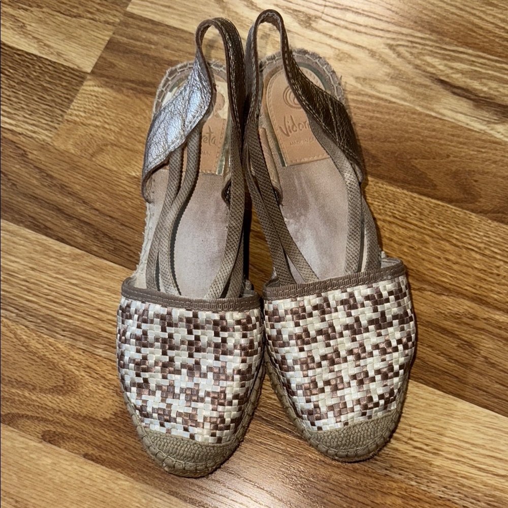 Brown Espadrille Flats with Slingback and Perforated Design